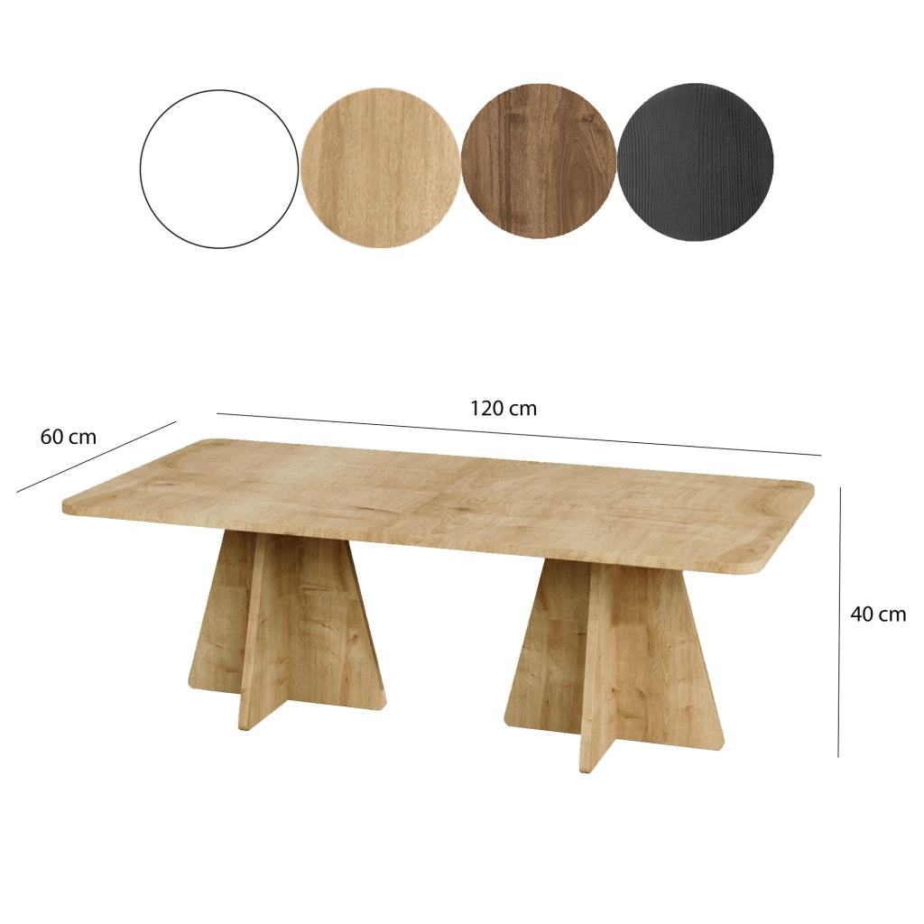 Ottana, Tavolino da Salotto Forma Rettangolare, 120x60x40h cm Marrone Rovere