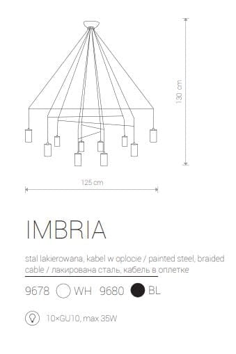 Lampadario sospeso Nowodvorski Imbria nero 10xGU10 Ø125