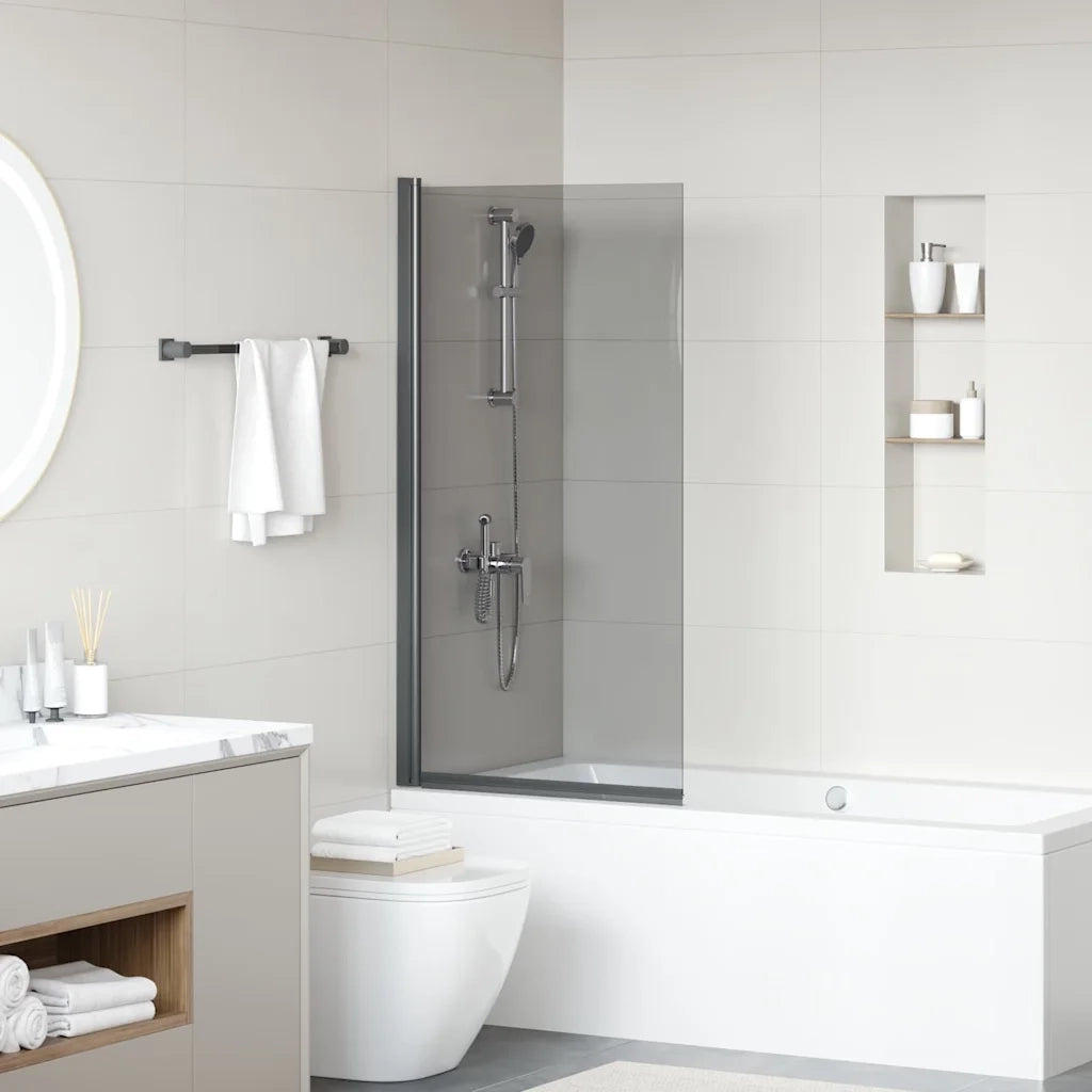 Schermo per Bagno e Doccia Nero 68 x 130 cm Vetro Temperato CFW1342901