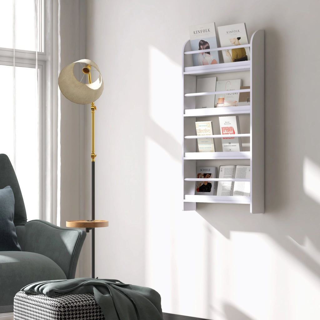Libreria a muro 4 livelli ¨C Zephmum ¨C Bianco 59x12x113 cm