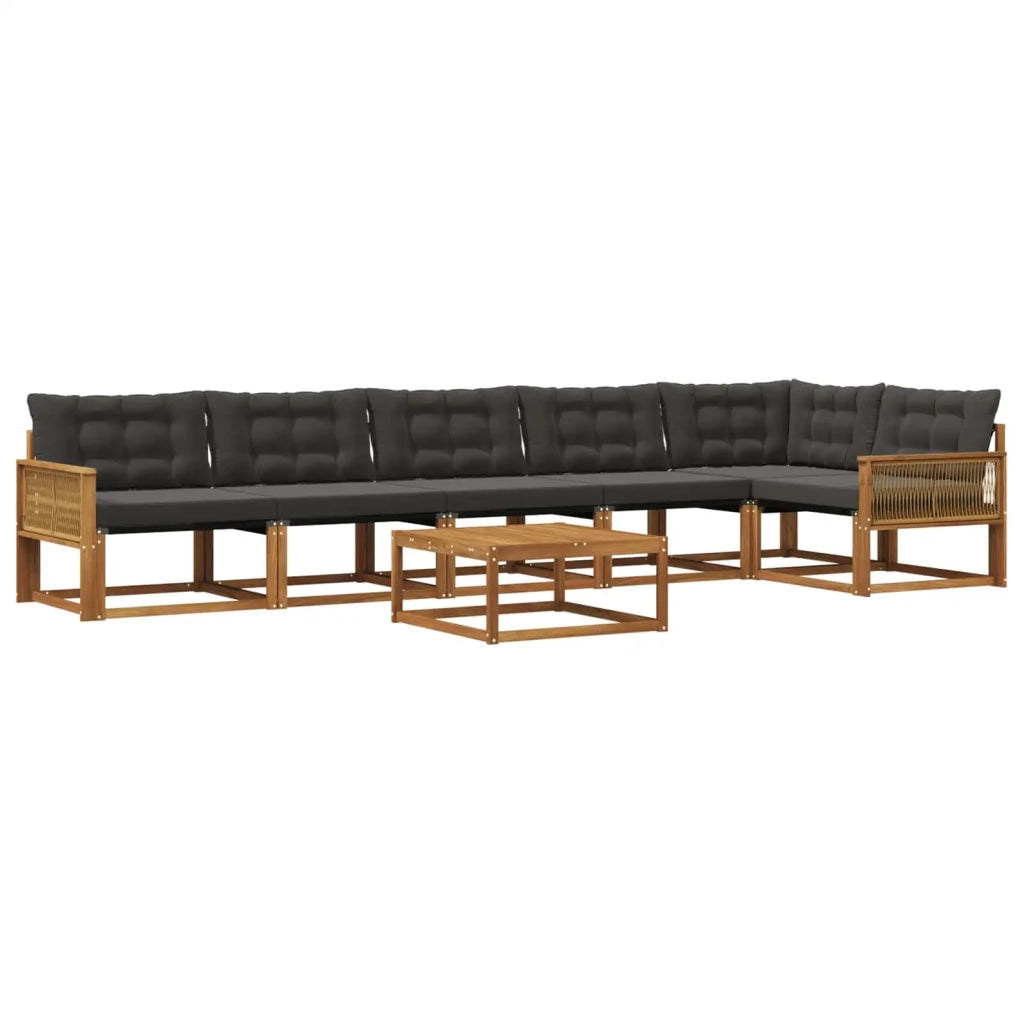 Set di divani da esterno con cuscino 7 pcs Naturale e Nero