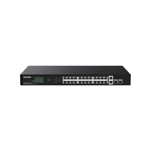 Switch tenda teg1128p-24-250w 26p ge+2sfp con 24p poe 250w power consumption 30w max. poe of single port