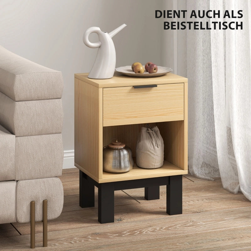 Comodino salvaspazio con cassetto e vano aperto, per camera da letto e soggiorno, in legno, rovere 35 × 26 × 50 cm