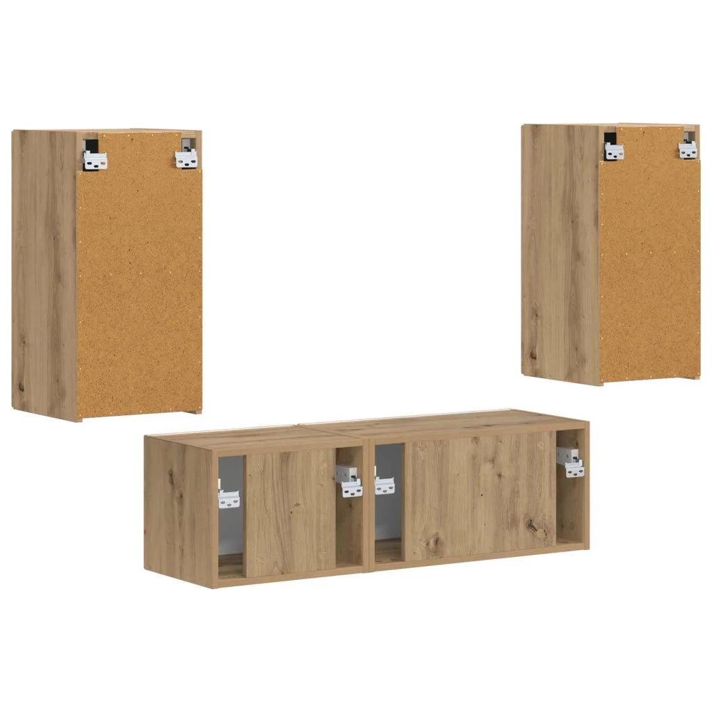 Set di Mobiletto da TV a Parete 4 pcs Rovere artigianale 3408915