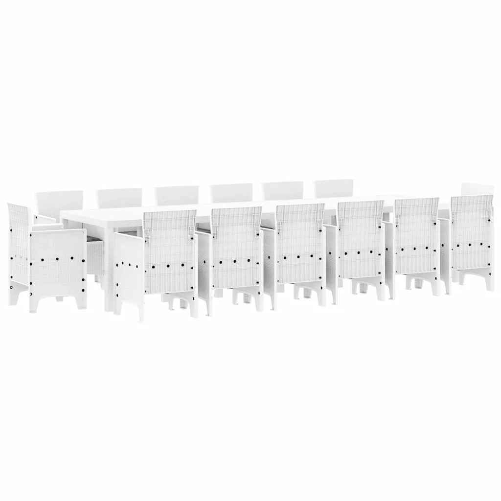 Set da Pranzo per Giardino 15 pcs Bianco Rattan Polt 3378645