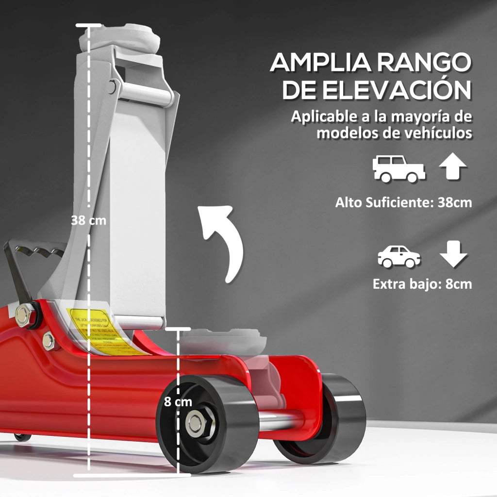 Cricco Idraulico 2,5T per Auto e SUV ¨C Zephmum ¨C Rosso, 80-380 mm