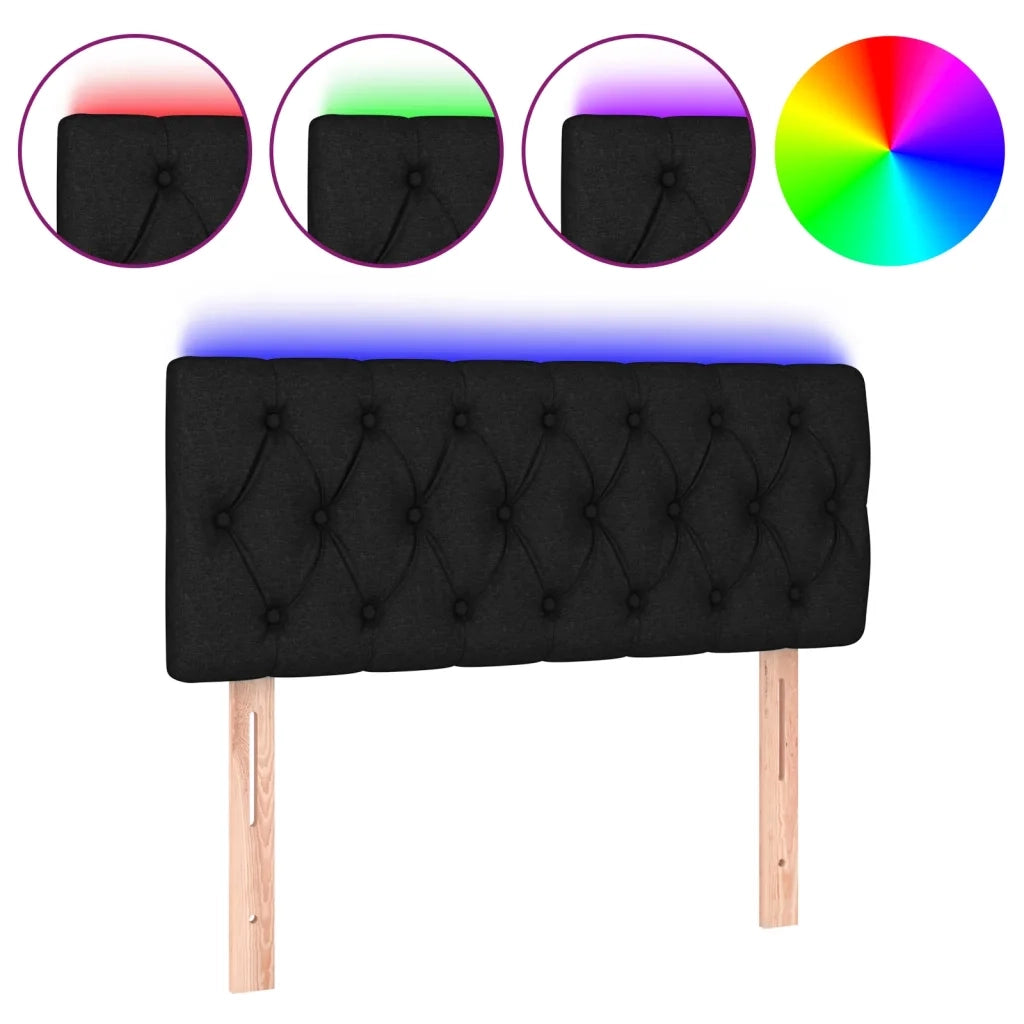 Testiera a LED Nera 90x7x78/88 cm in Tessuto 3121932