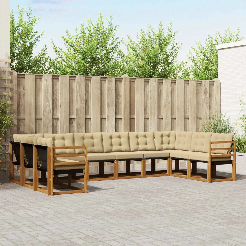 Set di divani da esterno con cuscino 10 pcs Naturale e Beige