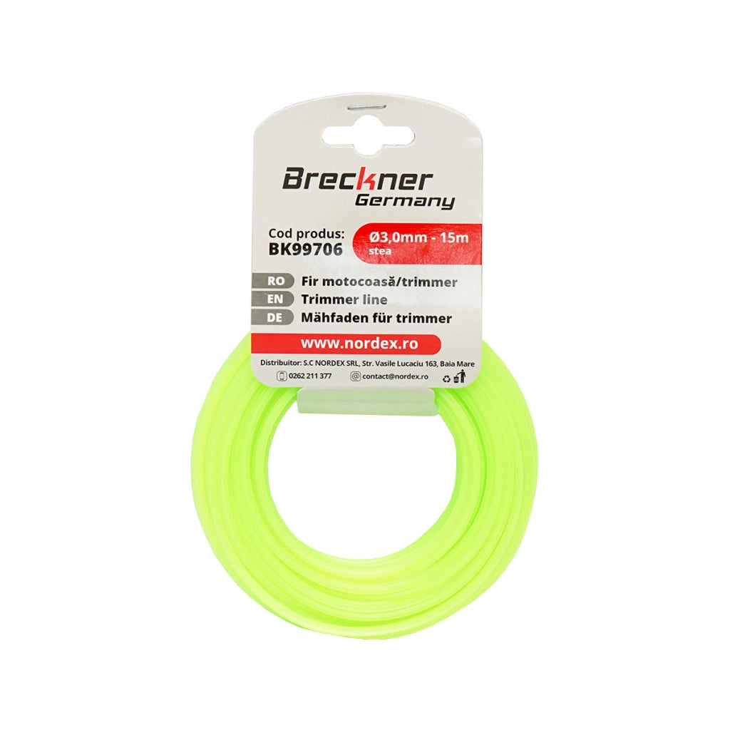 Filo a stella per decespugliatore, 3 mm x 15 m Breckner Germany