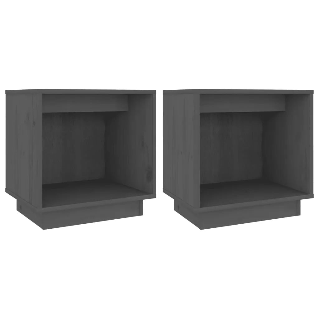 Comodini 2 pz Grigi 40x30x40 cm in Legno Massello di Pino cod mxl 30571