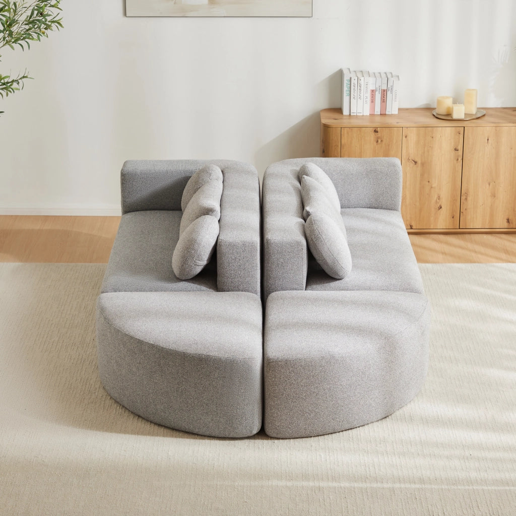 Divano letto modulare - con funzione letto - in ciniglia grigio - 292 × 165 × 68 cm