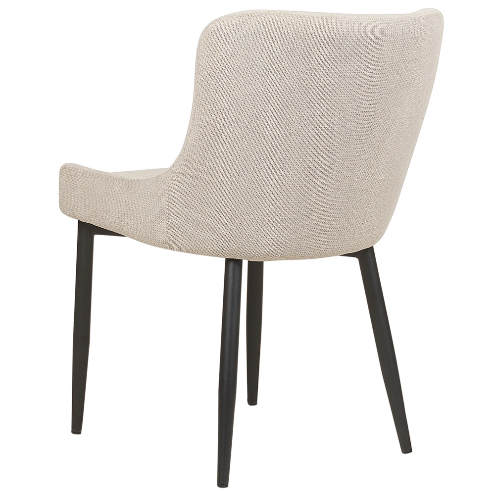 Set di 2 sedie da pranzo in tessuto beige chiaro con eleganti gambe in ferro nero stile moderno contemporaneo