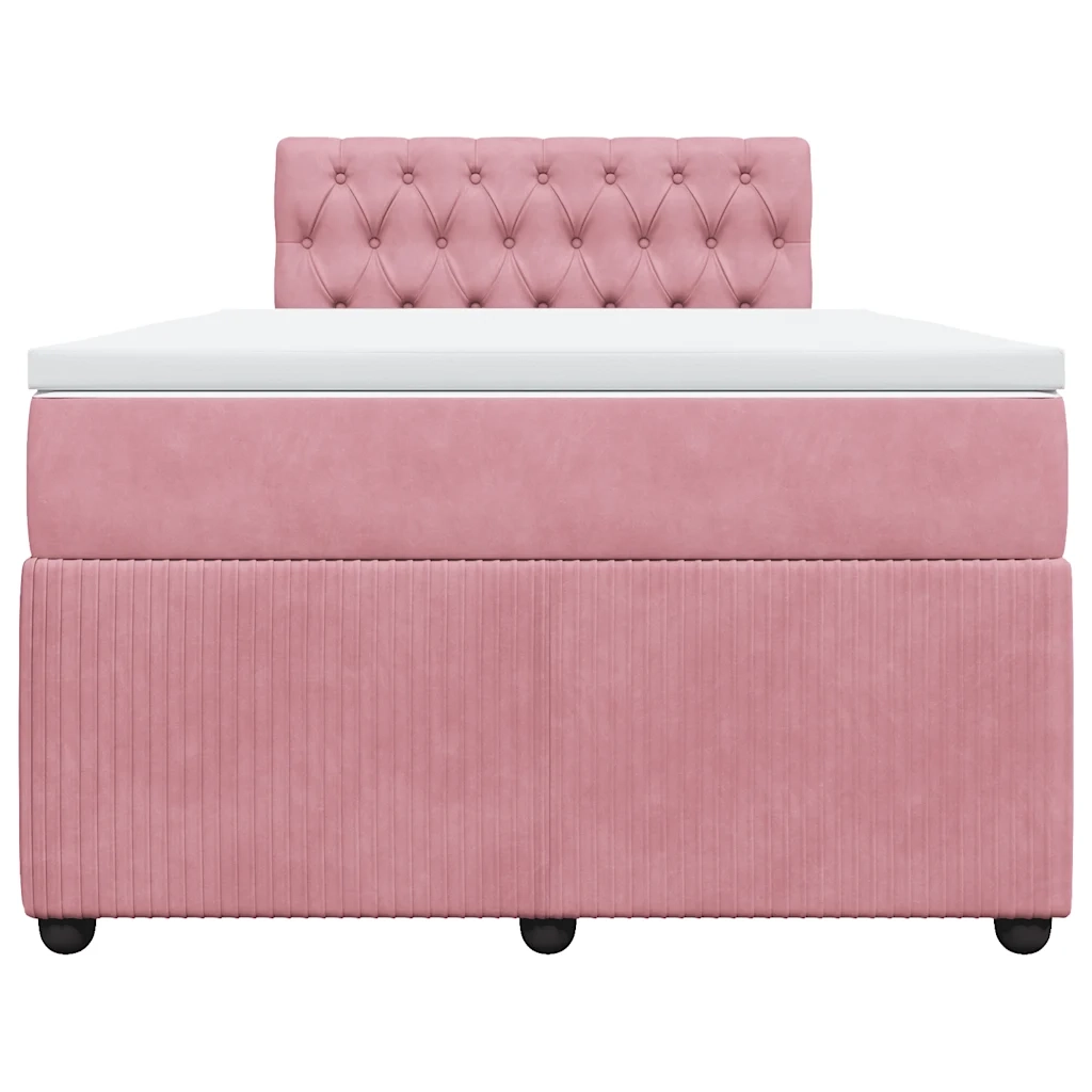 Giroletto a Molle con Materasso Rosa 120x200 cm in Velluto