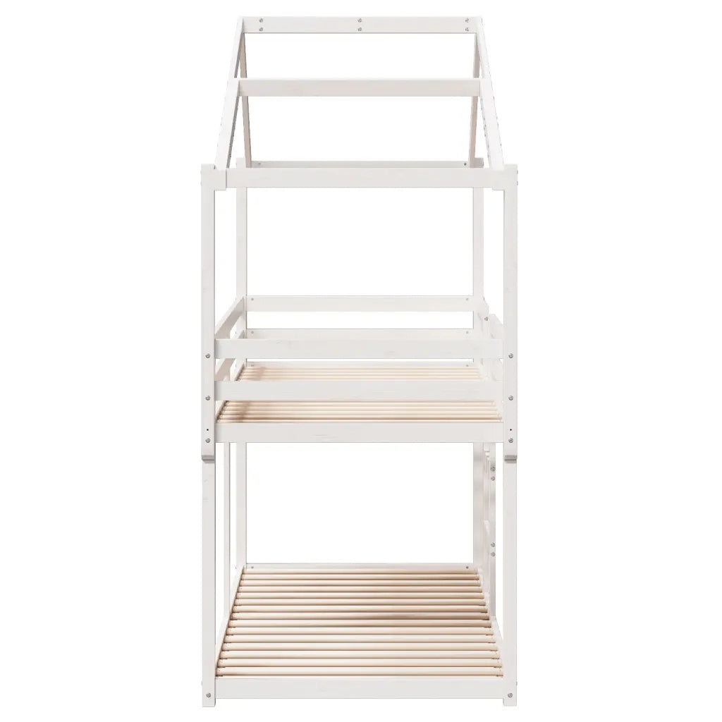 Letto singolo | Letto per adulti | Letto a Castello con Tetto Bianco 75x190 cm Legno Massello Pino