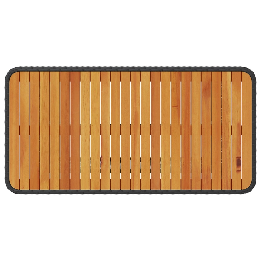 Set da Pranzo da Giardino in 4 Pezzi con Cuscini Rattan Polirizzato Nero Acacia