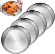 Piatti in acciaio inossidabile - Servizio a forma rotonda - 4 pezzi - Resistenti al lavastoviglie - Cucina da campeggio - 20 cm