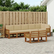 Set di divani da esterno 8 pcs Naturale e Beige Poliestere