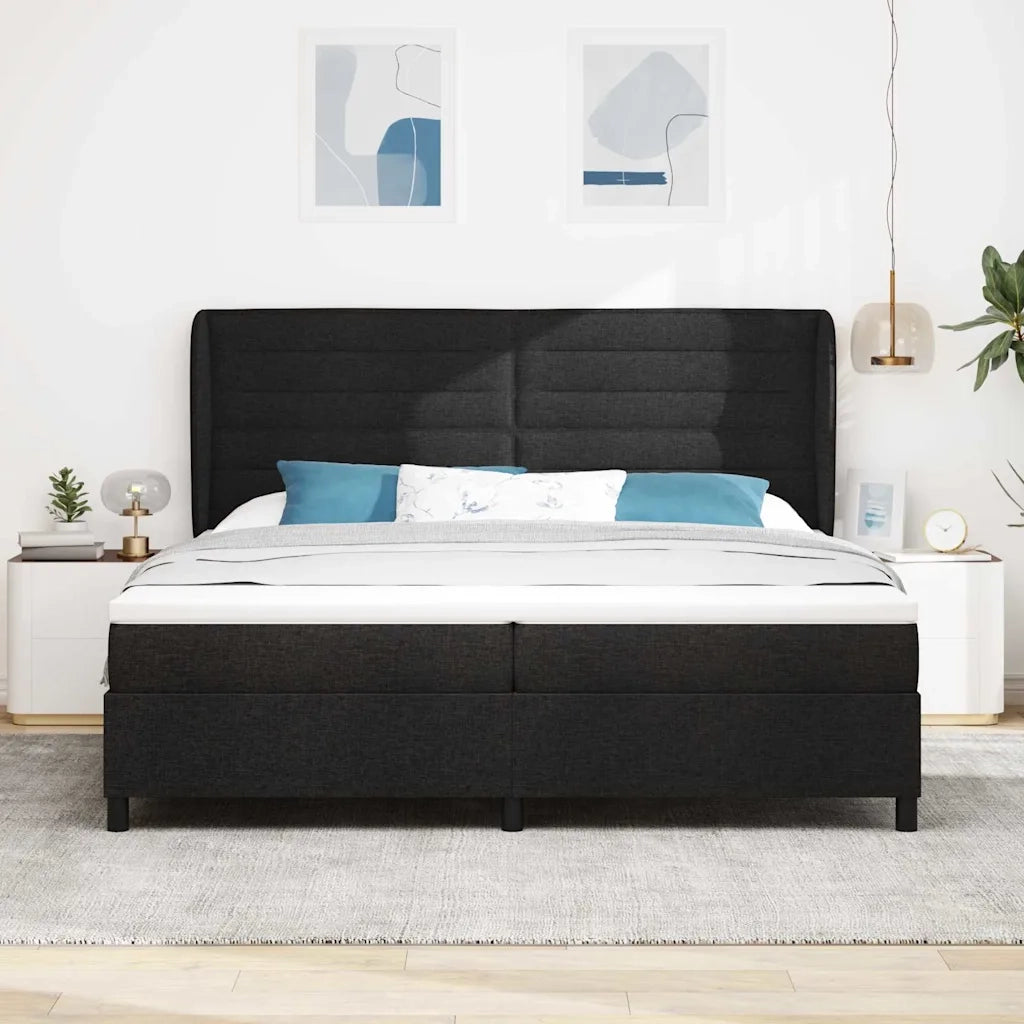 Letto a molle con materasso Nero 200 x 200 cm Tessuto 3340524