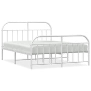 Letto matrimoniale | Letto per adulti | Giroletto con Testiera e Pediera Metallo Bianco 135x190 cm