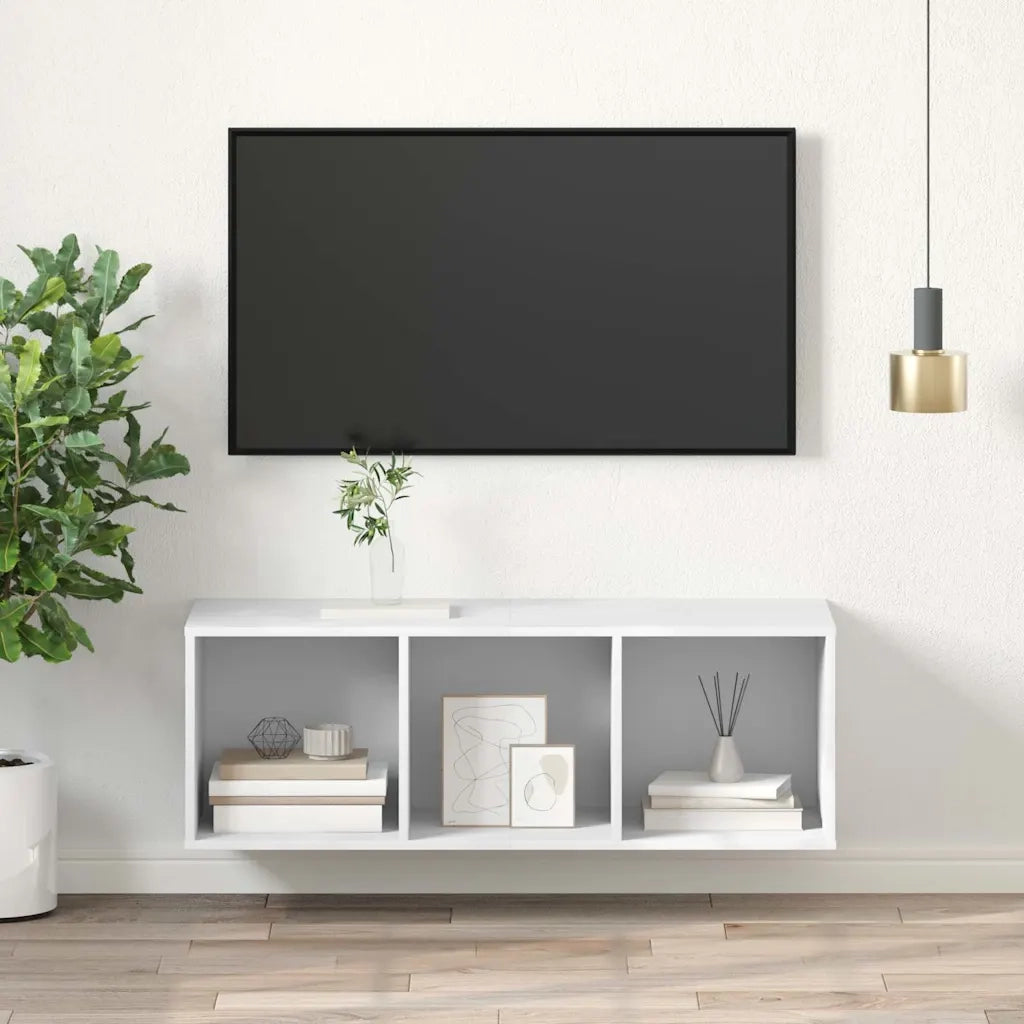Mobile TV da Parete Bianco 37x37x107 cm in Legno Multistrato