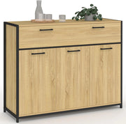 DETROIT Credenza da 100 cm con 3 ante e 1 cassetto, design industriale