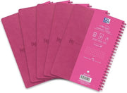 Agenda spirale A5 con copertina fucsia, 160 pagine, 5 pezzi, copertina flessibile.