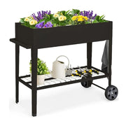 Fioriera rialzata 95 x 40 x 80 cm con ruote e ganci per appendere design moderno in metallo nero 20_0012207