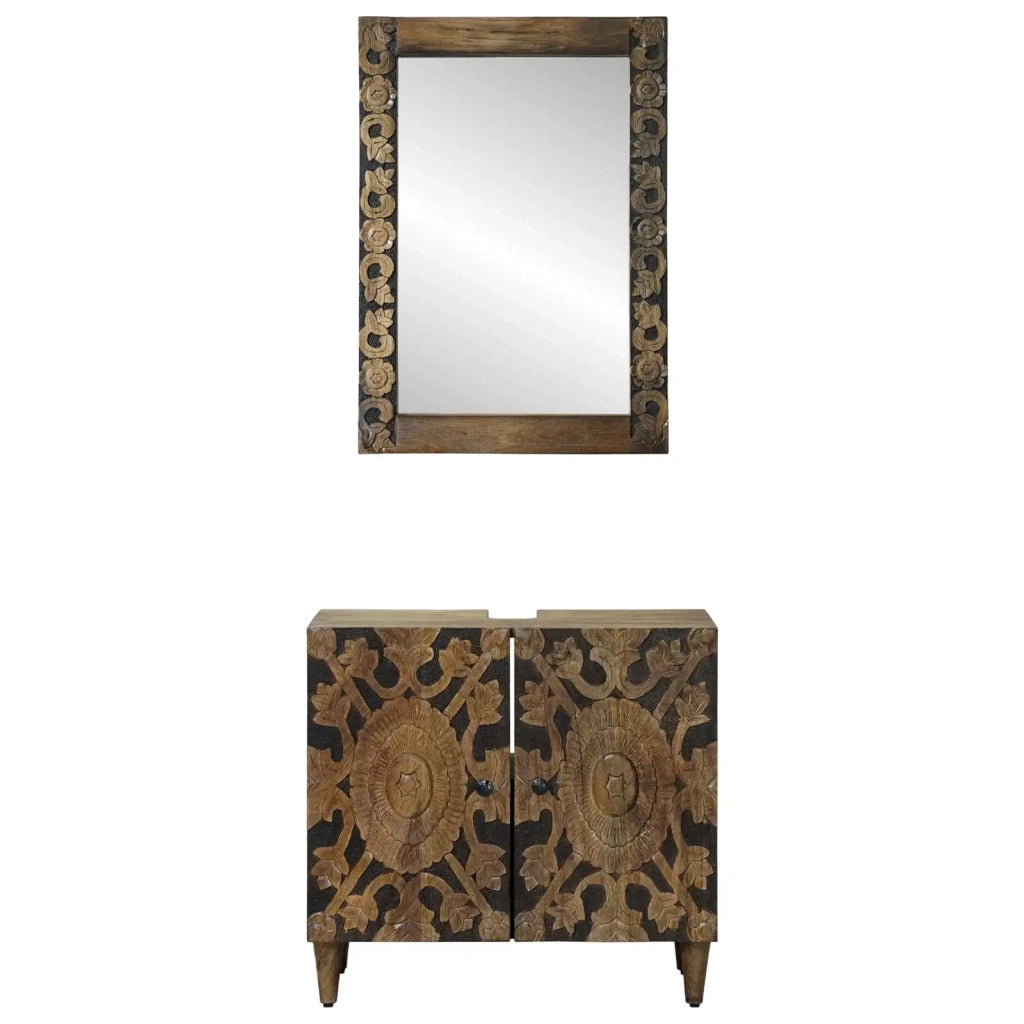 Set di mobili per il bagno Montaggio a parete 2 pcs Marrone 3310108