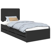 Letto singolo | Letto per adulti | Struttura del letto Nero 75 x 190 cm Legno Ingegnerizzato