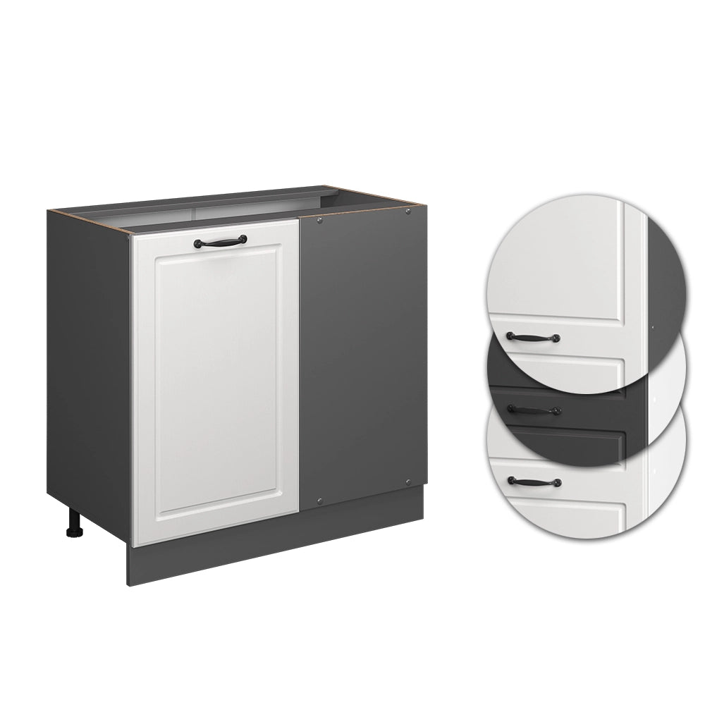 Vicco Mobile ad angolo cucina Bianco casa di campagna 86 cm PL Marmo