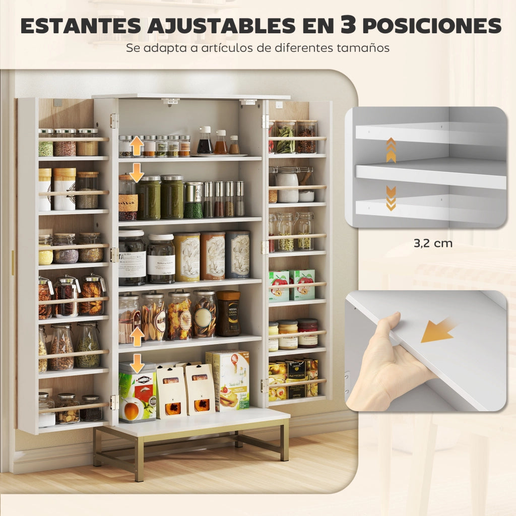 Armadio Dispensa Cucina ¨C Xylo ¨C Bianco 2 Ante 12 Ripiani Regolabili Multiuso