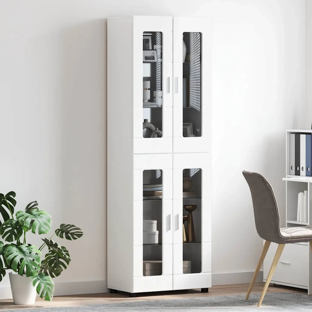 Credenza con lo scaffale FLORIN Bianco Lucido 60 x 35 x 182 cm