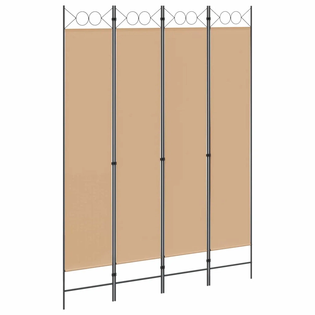 Divisorio Ambienti | Divider per stanze | Paravento a 4 Pannelli Beige 160 x 220 cm Tessuto
