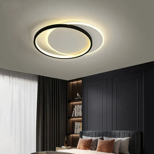 Lhj076-c Lampada Da Soffitto A Led Nera 40 Cm