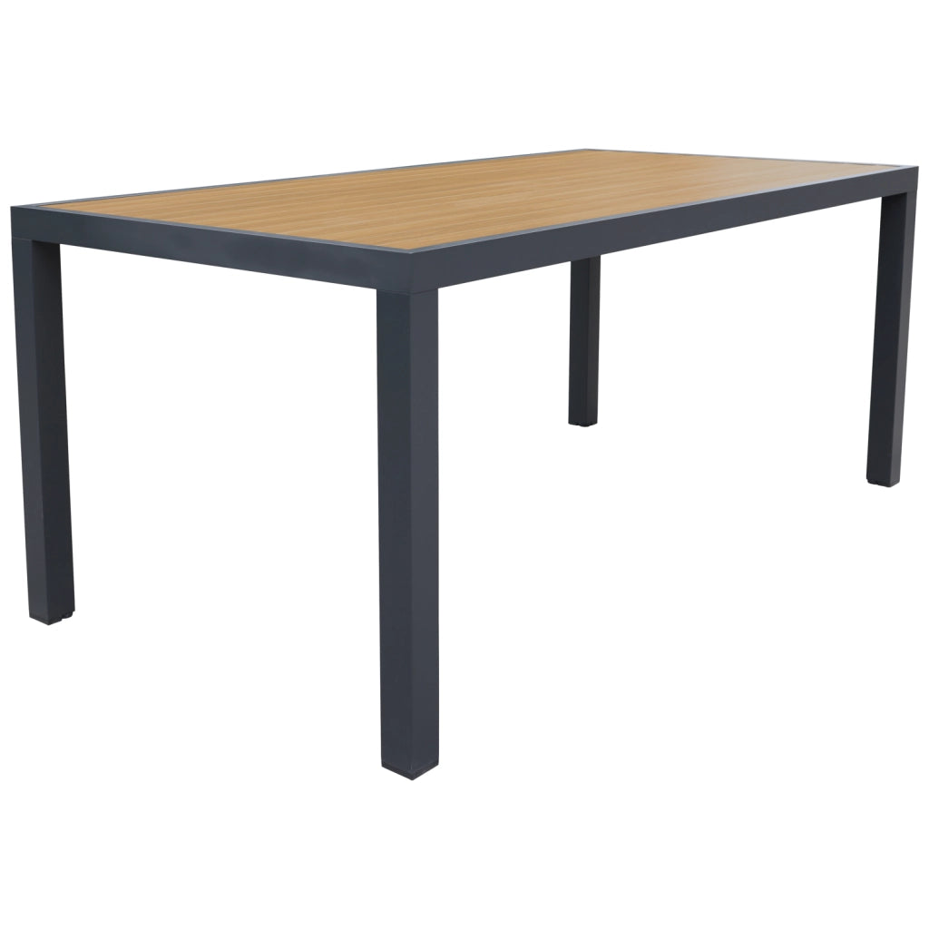 Set di mobili da giardino PALERMO in textilene grigio con 8 posti a sedere - alluminio antracite ed effetto legno