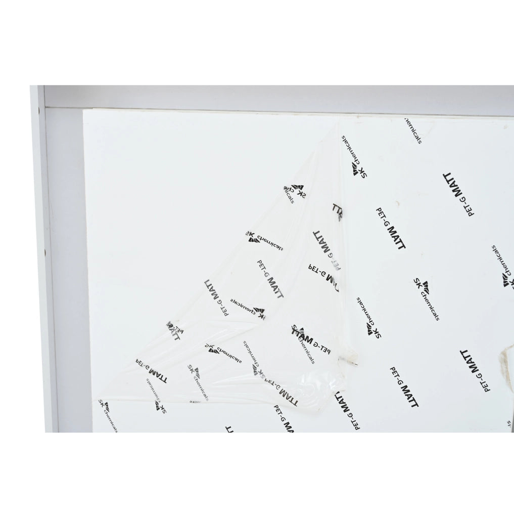Credenza 140x35x72 cm con 3 cassetti; 2 ante e LED in truciolare bianco