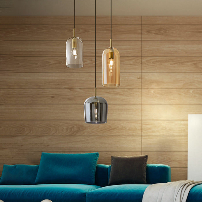 Lampadario Contemporaneo Coro Metallo Ottone Brunito Vetro Multicolor 3 Luci E14