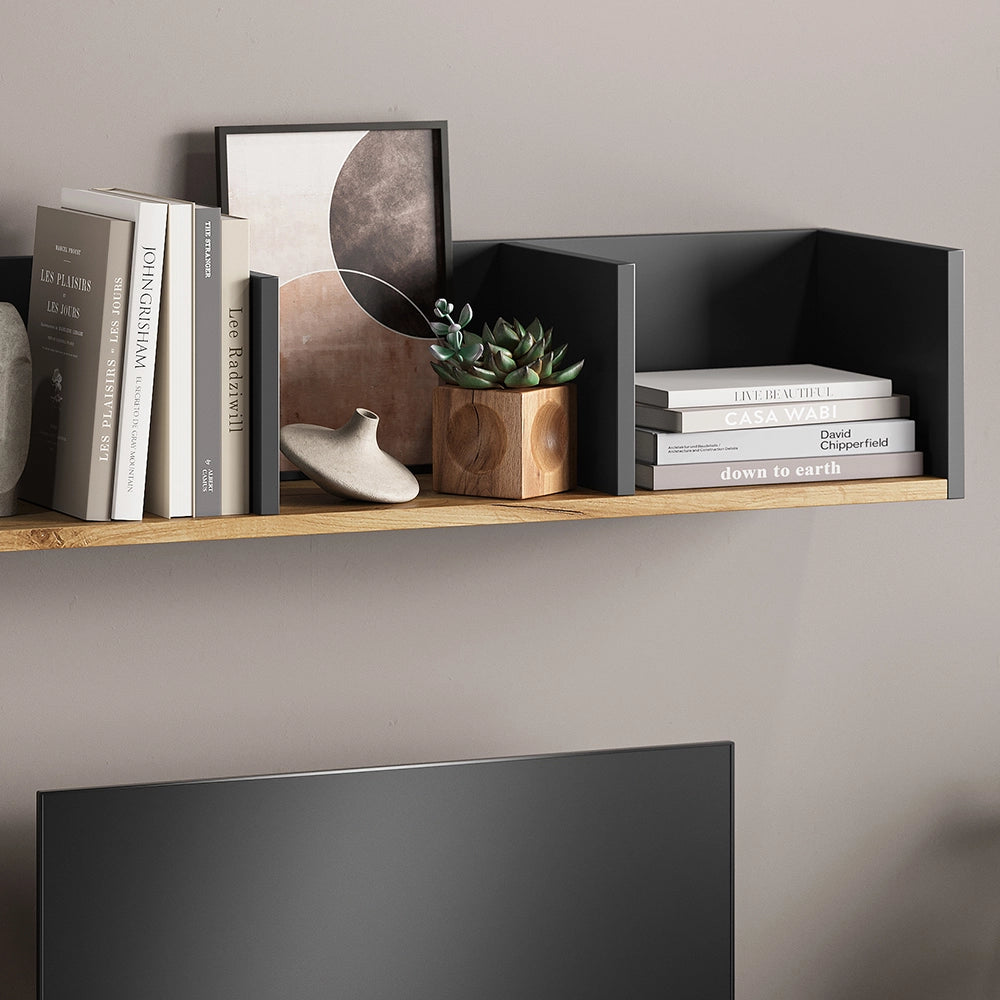 Vicco Libreria da parete Antracite/quercia dorata 90 x 20 cm