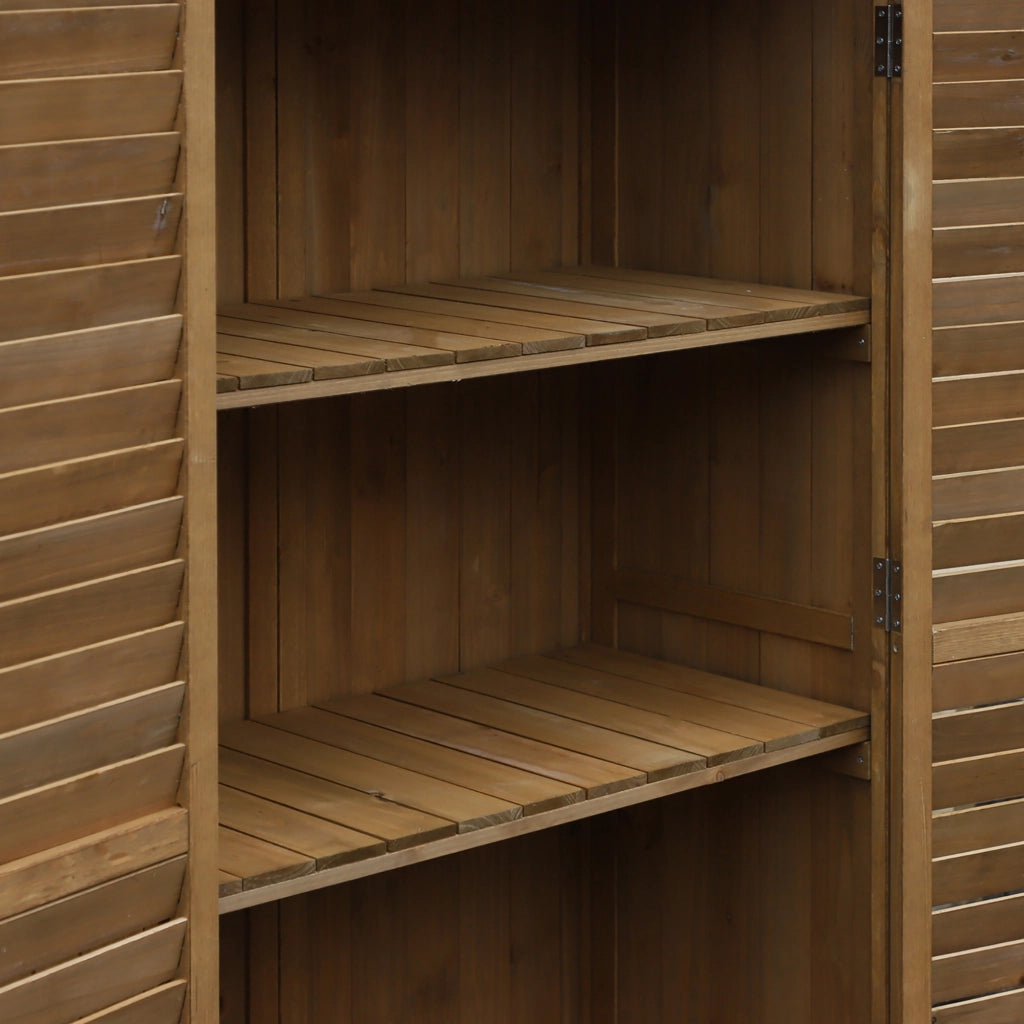 EasyComfort Casetta in Legno da Giardino con Tetto Impermeabile, Armadio da Esterno Porta Attrezzi da Giardino con 3 Mensole, 87x46.5x160cm