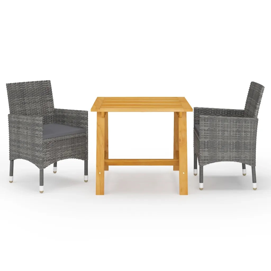 Set Mobili da Pranzo per Giardino 3 pz Grigio cod mxl 36078