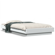 Letto singolo | Letto per adulti | Giroletto con Luci LED Bianco 90x200 cm in Legno Multistrato