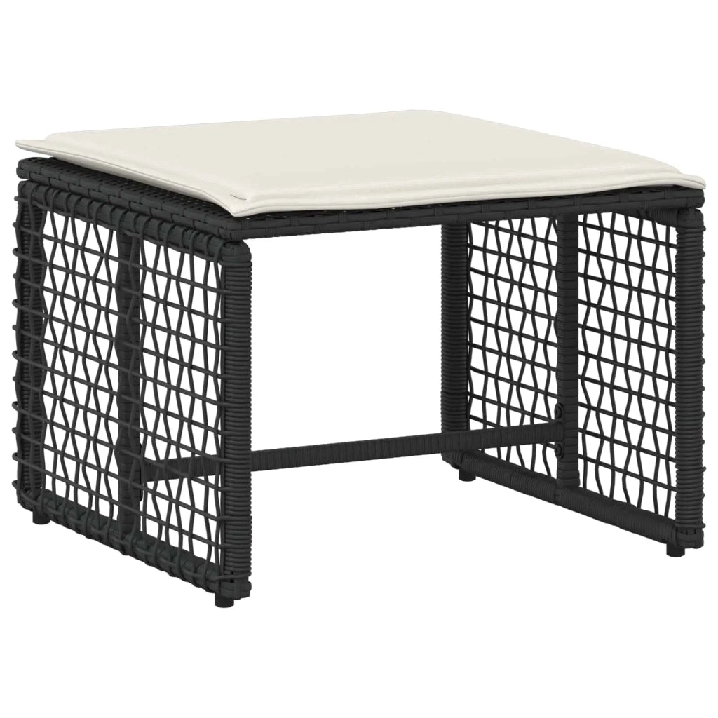 Set di Mobili da Esterno con cuscino 5 pcs Nero e Bianco