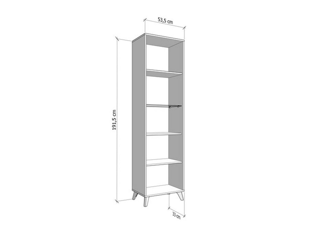 Mobile Espositore Raggiolo, Vetrina 4 Ripiani, 53.5x33x191.5h cm Marrone Rovere Chiaro