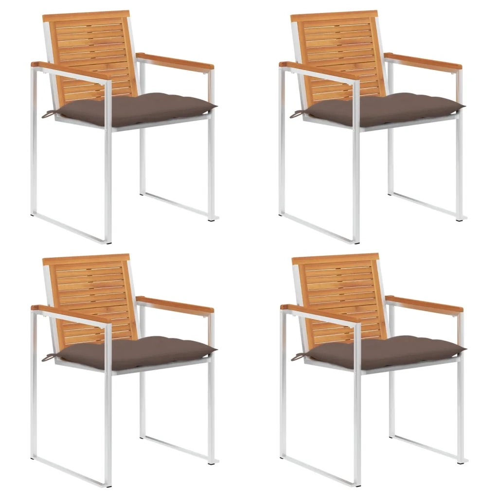 Sedie da Giardino con Cuscini 4 pz in Legno Massello di Acacia cod mxl 76294