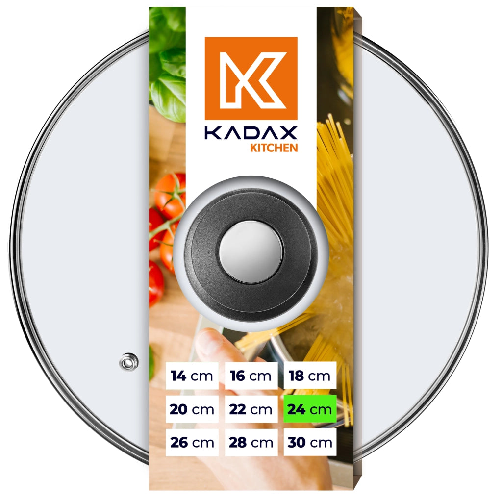Coperchio in vetro KADAX da 24 cm, universale, resistente al calore, per pentole e padelle.