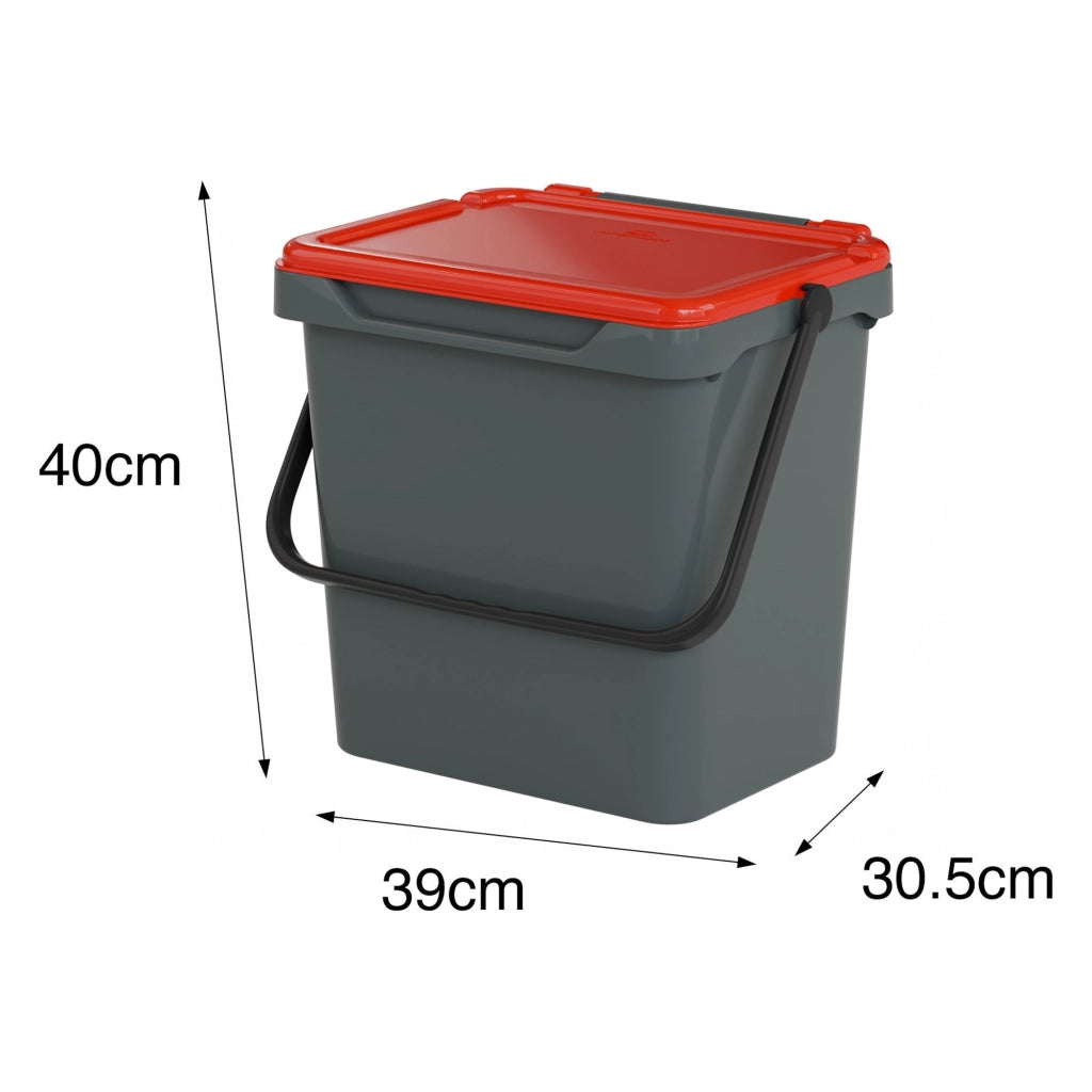 Contenitore per Rifiuti Foscas, Pattumiera Capacità 37 lt Made in Italy, 40x31x39h cm Rosso