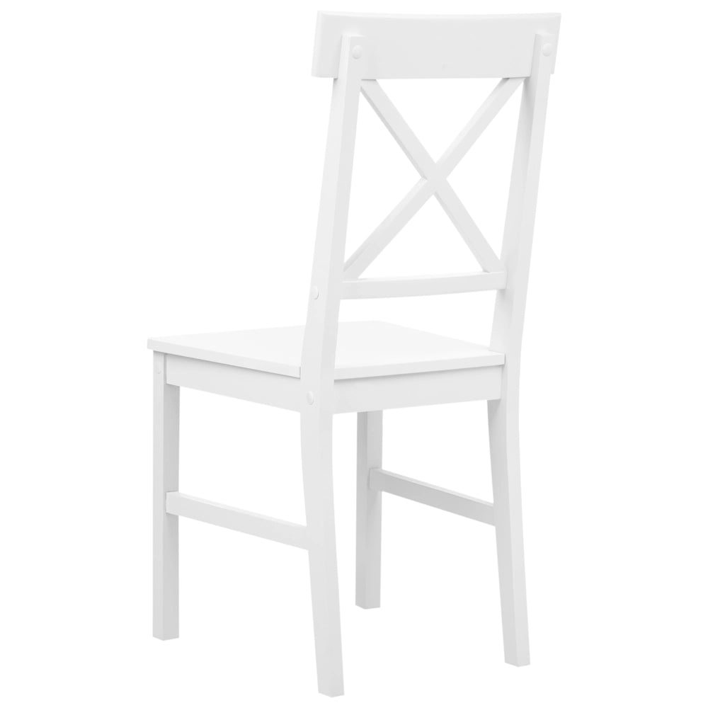 Set da pranzo tavolo e 4 sedie cottage rustico in legno di pioppo bianco con schienale a doghe in legno