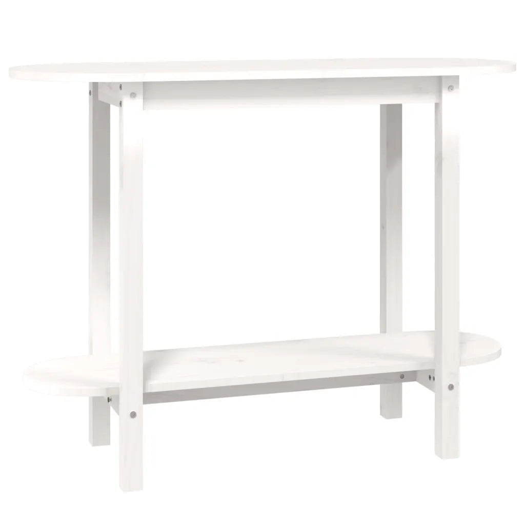 Tavolo Consolle Bianco 110x40x80 cm in Legno Massello di Pino cod mxl 19903