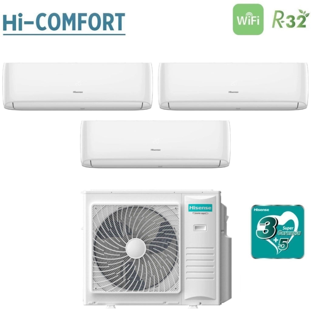 Condizionatore Trial Split Hisense Hi-Comfort 9+9+12 con 5AMW105U4RQC R-32 Wi-Fi Integrato