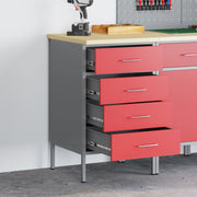Armadio da Lavoro Rosso 50x55x85 cm Acciaio